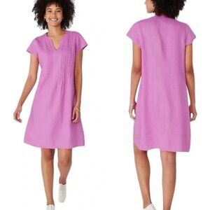 J. Jill Love Linen Purple Pintuck Dress